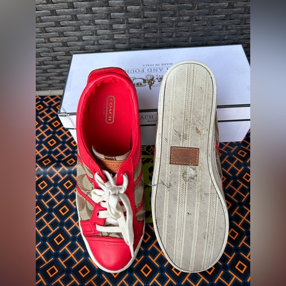 Coach red sneakers shoes - Picture 6 of 8